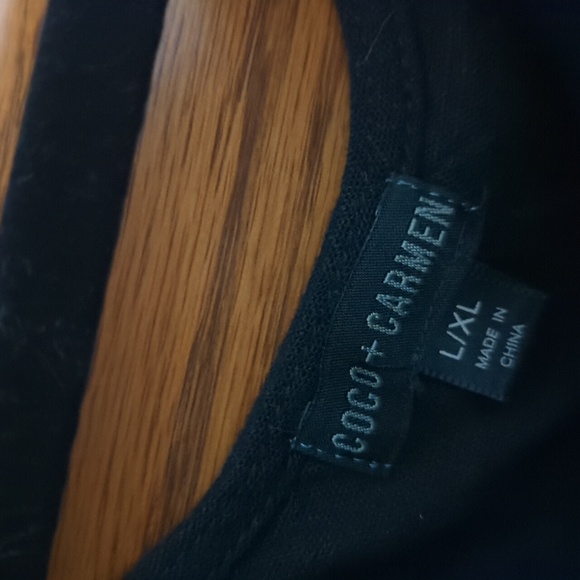 Coco + Carmen Runway Linen Fringe Tank Top in Black Hi Low Style Size L/XL - Picture 5 of 8